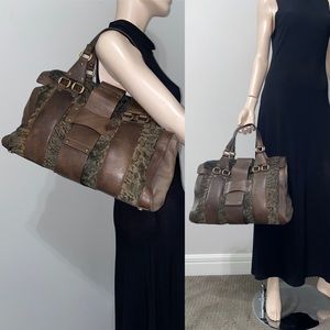 DONNA KARAN Lamb & Leather Runway Tote Bag